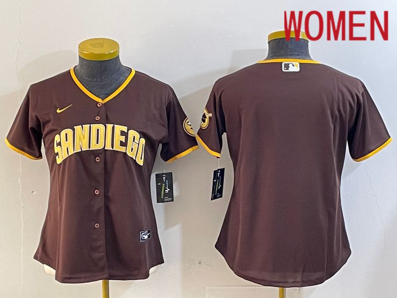 Women San Diego Padres Blank Browm Game 2024 Nike MLB Jersey style 2->women mlb jersey->Women Jersey